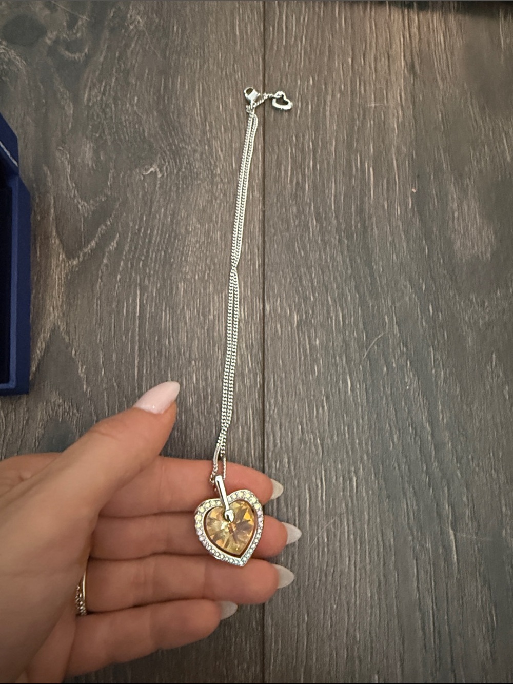 Swarovski Silver Necklace with Champagne Heart Pendant